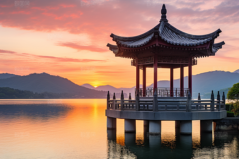 杭州城市风光地标旅游摄影图