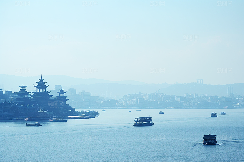 杭州城市风光江南风景摄影图