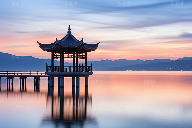 杭州城市风光地标旅行摄影图
