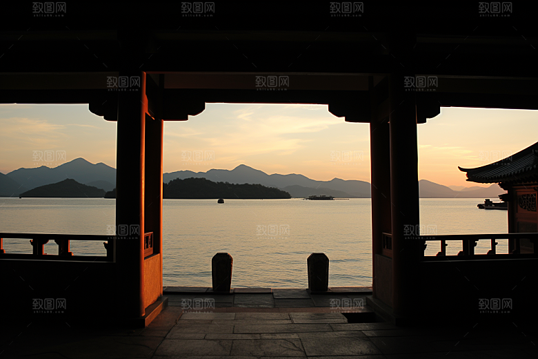 杭州城市风光南宋古都地标摄影图