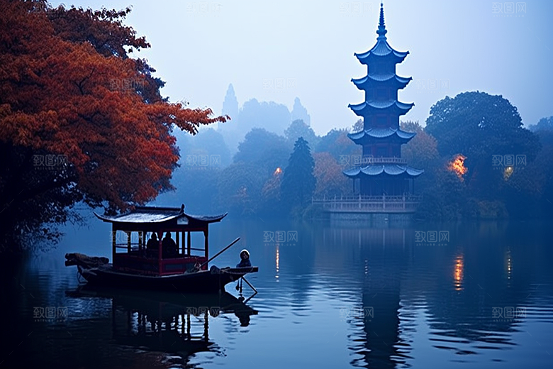 杭州城市风光旅行江南摄影图