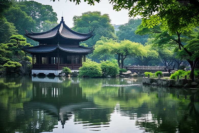 杭州城市风光江南都市摄影图