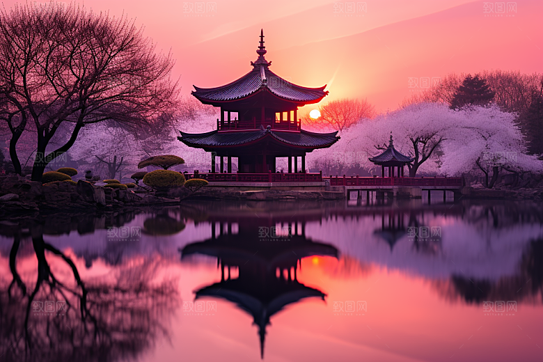 杭州城市风光南宋古都风景摄影图