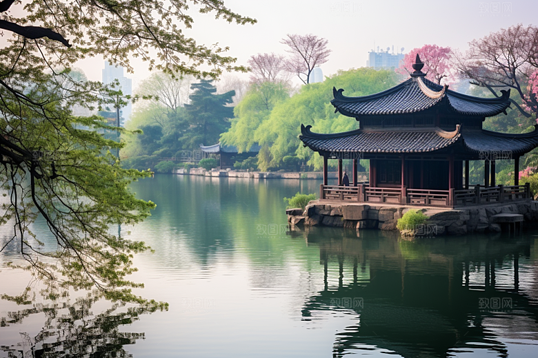 杭州城市风光旅行景点摄影图