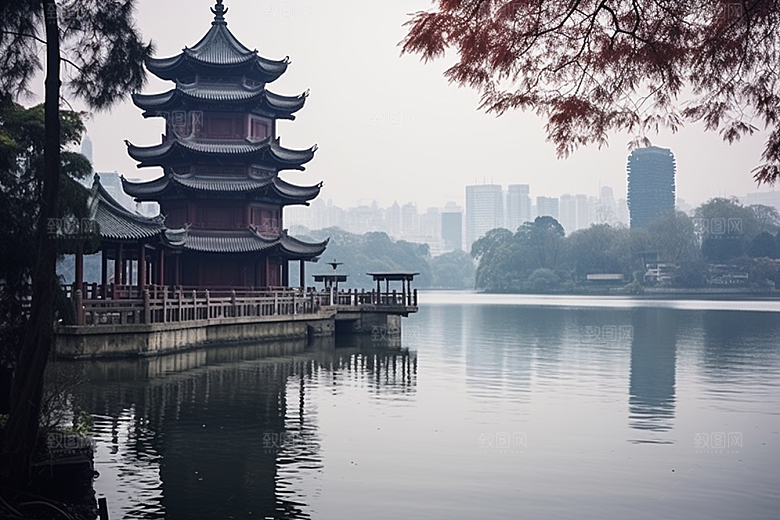 杭州城市风光地标旅游摄影图