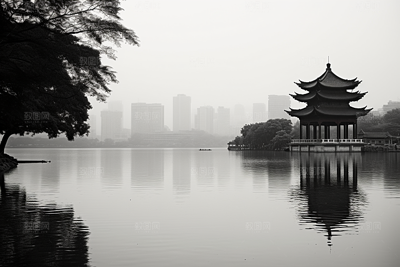 杭州城市风光高清景色摄影图