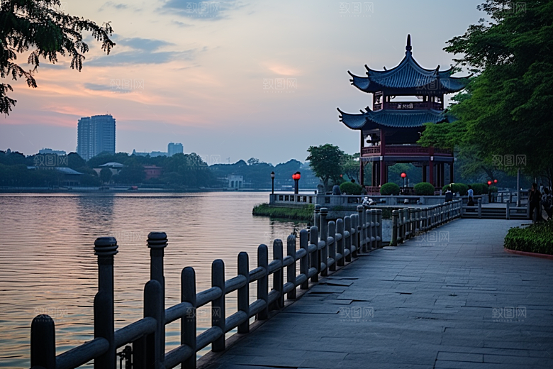杭州城市风光景点地标摄影图