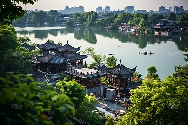 杭州城市风光国内游江南摄影图