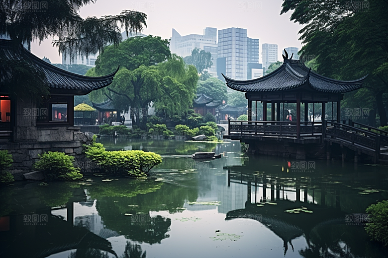 杭州城市风光高清景色摄影图