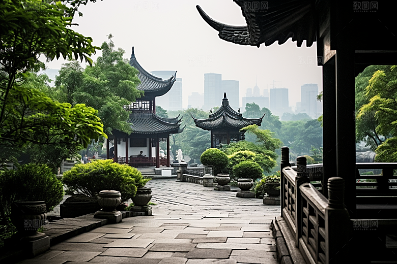 杭州城市风光旅行景色摄影图