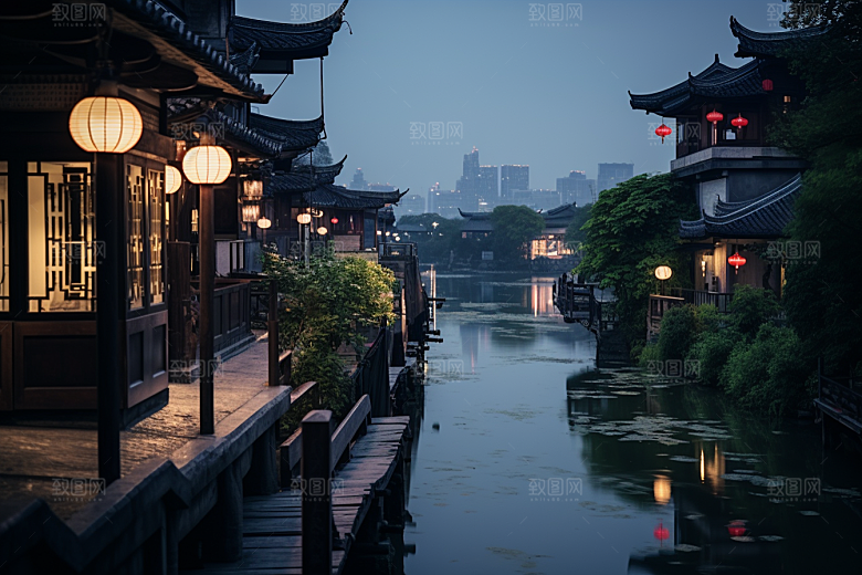杭州城市风光江南风景摄影图