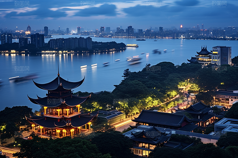 杭州城市风光高清都市摄影图