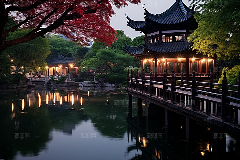 杭州城市风光景点风景摄影图