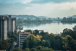 杭州城市风光国内游地标摄影图