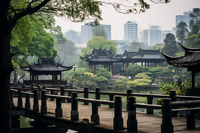 杭州城市风光旅游都市摄影图