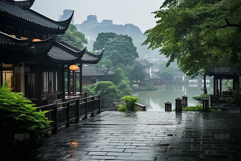 杭州城市风光风景地标摄影图