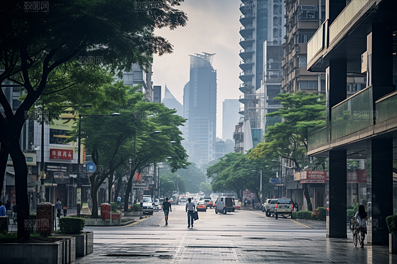 杭州城市风光旅游地标摄影图