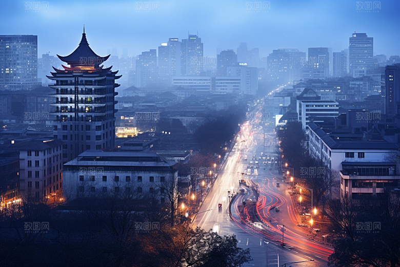 杭州城市风光景点南宋古都摄影图