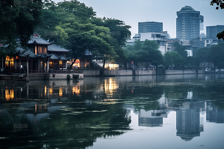 杭州城市风光高清景点摄影图