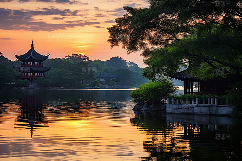 杭州城市风光高清景色摄影图