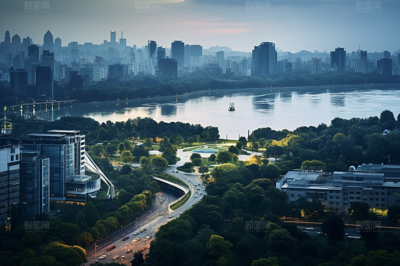 杭州城市风光景色旅行摄影图