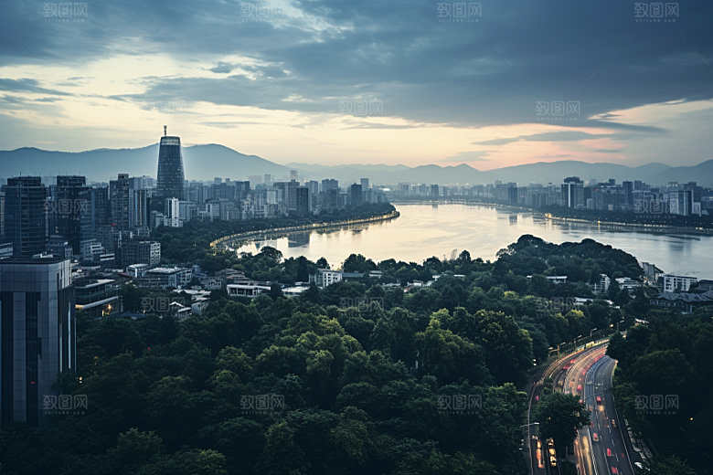杭州城市风光旅行国内游摄影图
