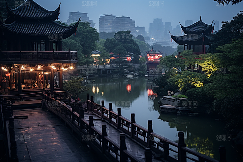 杭州城市风光都市江南摄影图