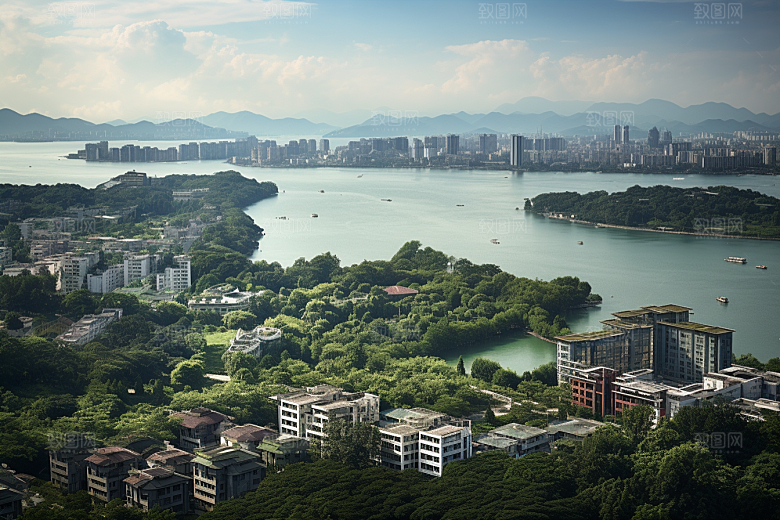杭州城市风光景点都市摄影图