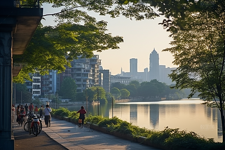 杭州城市风光地标都市摄影图