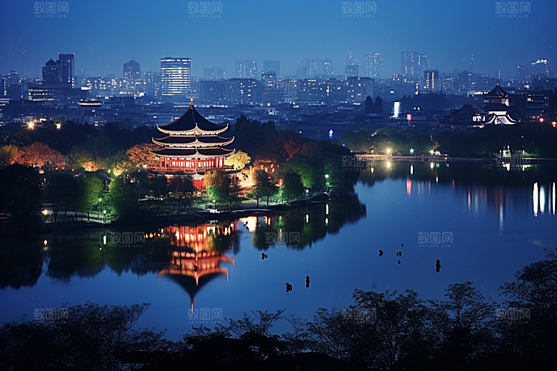 杭州城市风光高清风景摄影图
