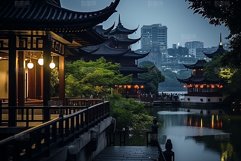 杭州城市风光景色江南摄影图