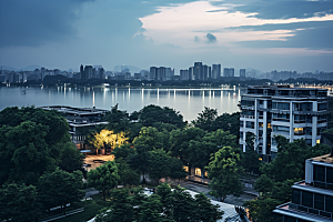 杭州城市风光地标景点摄影图