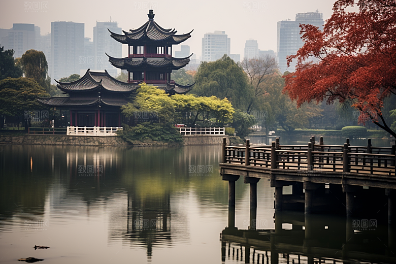 杭州城市风光景点风景摄影图