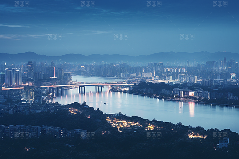 杭州城市风光地标都市摄影图