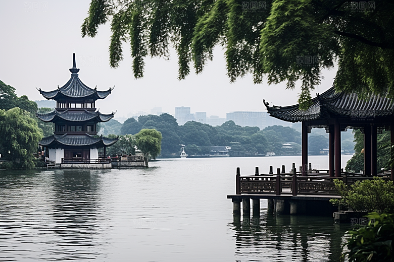 杭州城市风光江南南宋古都摄影图