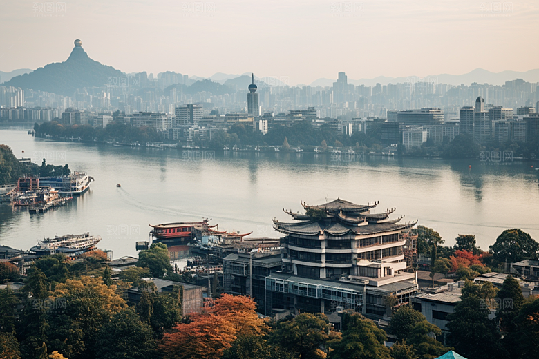 杭州城市风光旅游景色摄影图