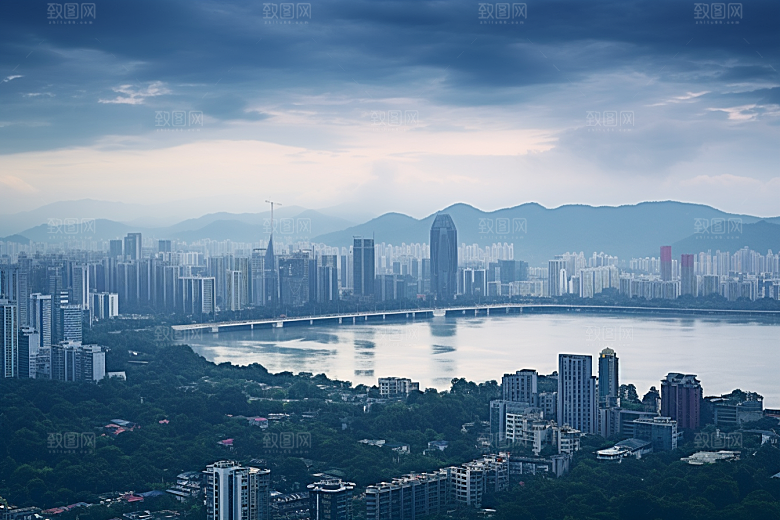 杭州城市风光高清都市摄影图