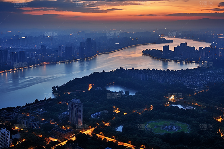 杭州城市风光旅游景点摄影图