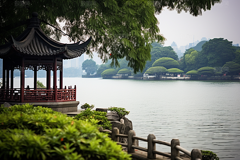 杭州城市风光景色地标摄影图