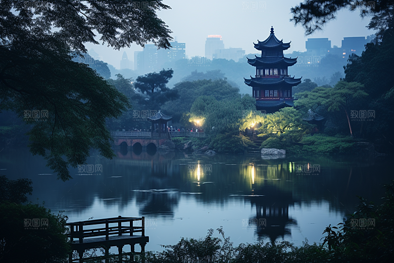 杭州城市风光景点南宋古都摄影图