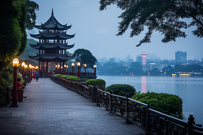 杭州城市风光南宋古都旅行摄影图