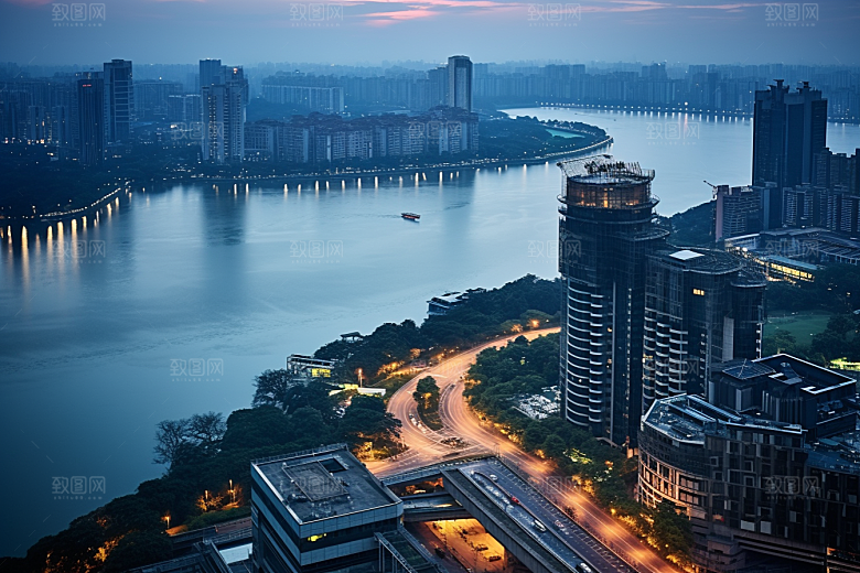 杭州城市风光风景都市摄影图