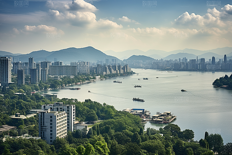 杭州城市风光旅游国内游摄影图