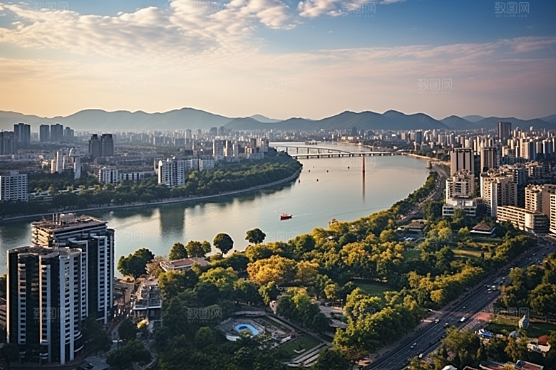 杭州城市风光江南旅行摄影图