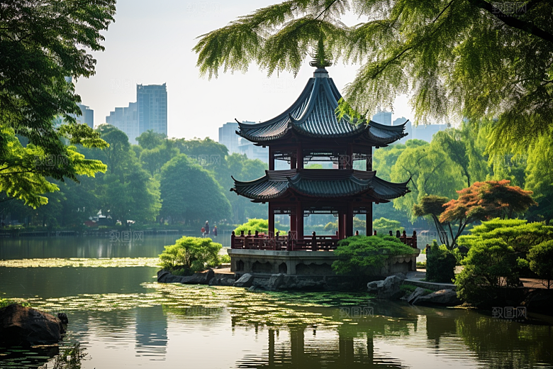 杭州城市风光旅游地标摄影图
