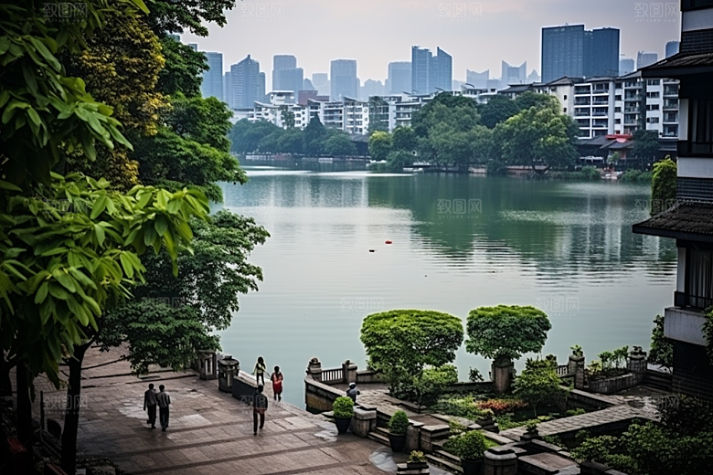 杭州城市风光南宋古都地标摄影图