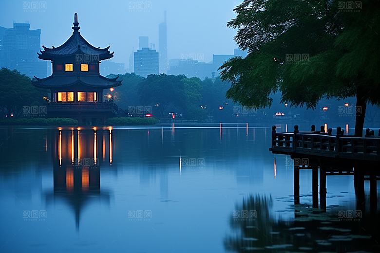 杭州城市风光南宋古都景色摄影图