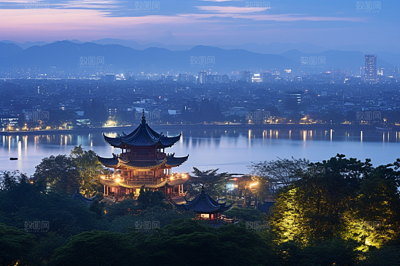 杭州城市风光国内游景点摄影图