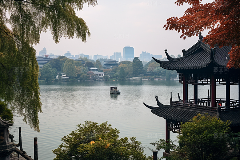 杭州城市风光地标国内游摄影图