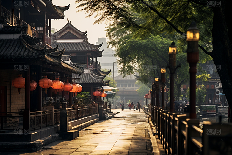 杭州城市风光都市景点摄影图